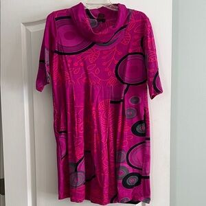 Aller Simplement Vibrant Pink Patterned Women's dress XXL